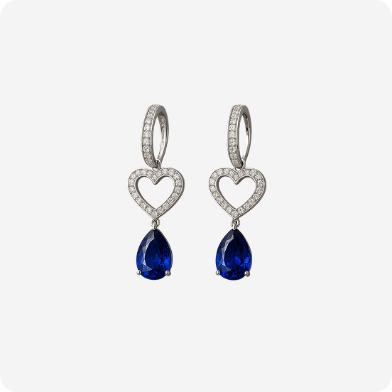 Blue Sapphire Drop Earrings - Image 3
