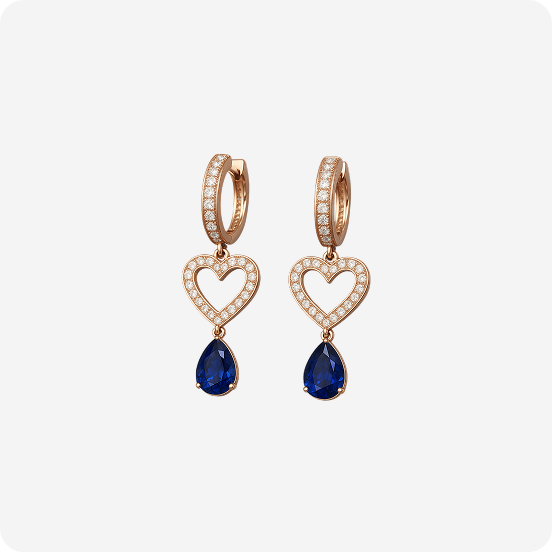 Blue Sapphire Drop Earrings - Image 2