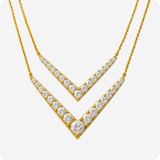 Double Chevron Diamond Necklace - Image 4
