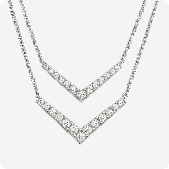 Double Chevron Diamond Necklace - Image 2