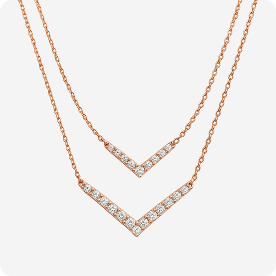 Double Chevron Diamond Necklace - Image 3