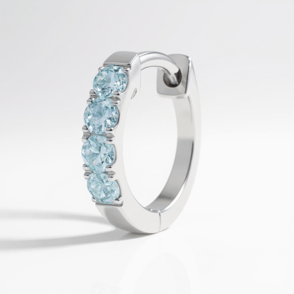 Kriva Aquamarine Sparkle Huggie Hoop Earrings - Image 2