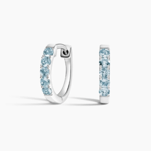 Kriva Aquamarine Sparkle Huggie Hoop Earrings