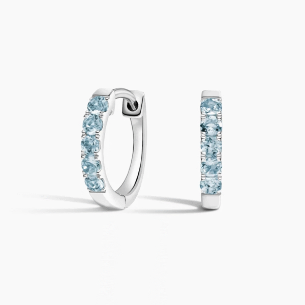 Kriva Aquamarine Sparkle Huggie Hoop Earrings