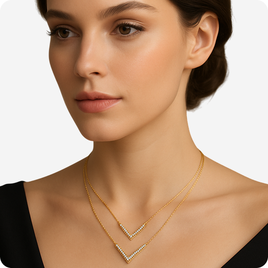 Double Chevron Diamond Necklace