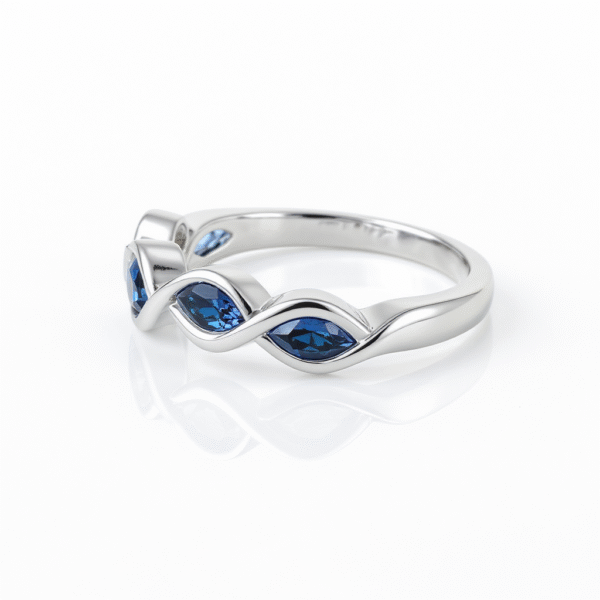 Sterling White Blue Sapphire Eternity Ring - Image 2