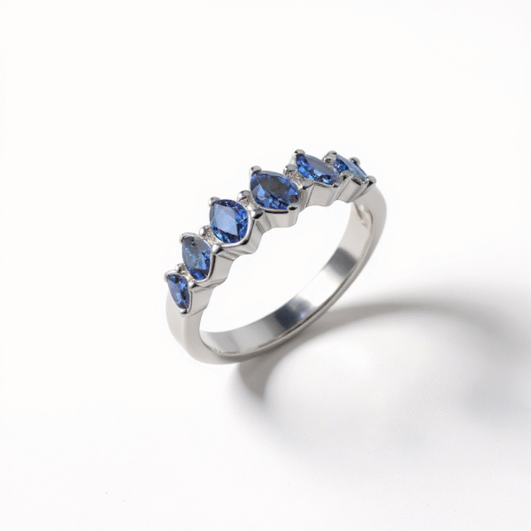 Sterling White Blue Sapphire Eternity Ring - Image 3