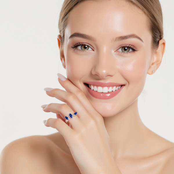 Sterling White Blue Sapphire Eternity Ring - Image 4