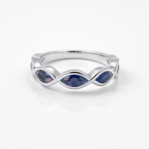 Sterling White Blue Sapphire Eternity Ring