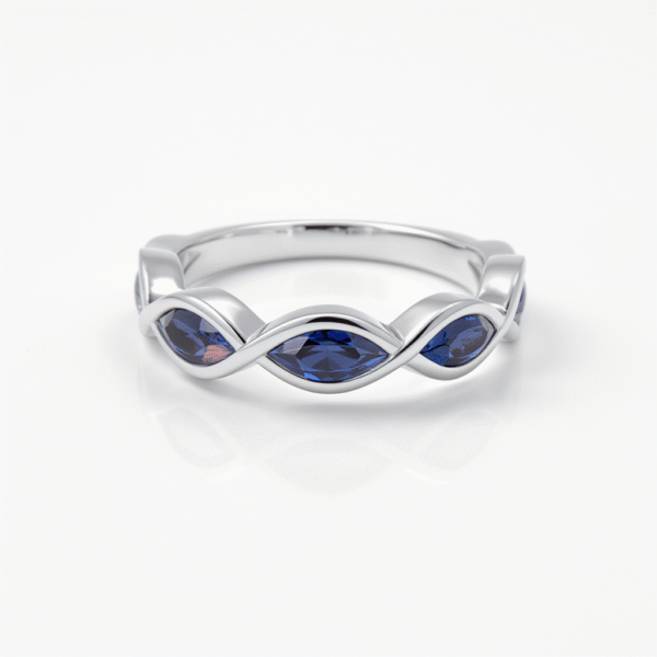 Sterling White Blue Sapphire Eternity Ring
