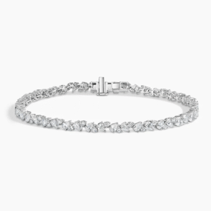 Elegant Sterling Silver Leaf-Cut CZ Tennis Bracelet