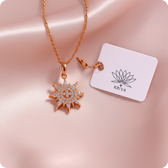 Kriva Sunburst Pendant Necklace Sparkling Om Design - Image 5
