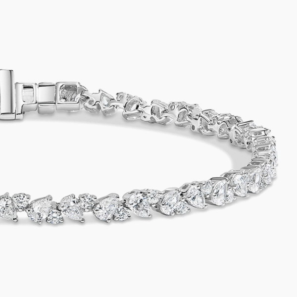 Elegant Sterling Silver Leaf-Cut CZ Tennis Bracelet - Image 3