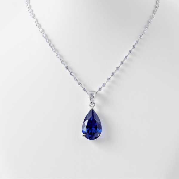Kriva Royal Blue Teardrop Pendant Necklace