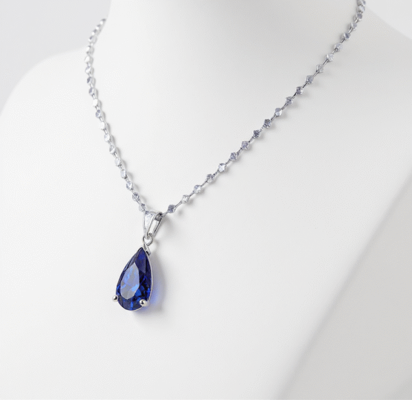 Kriva Royal Blue Teardrop Pendant Necklace - Image 3