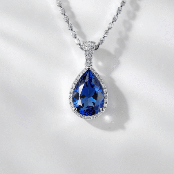 Kriva Royal Blue Teardrop Pendant Necklace - Image 2