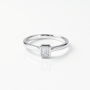 Kriva Emerald-Cut Solitaire Bezel Ring
