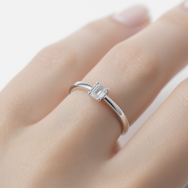 Kriva Emerald-Cut Solitaire Bezel Ring - Image 4