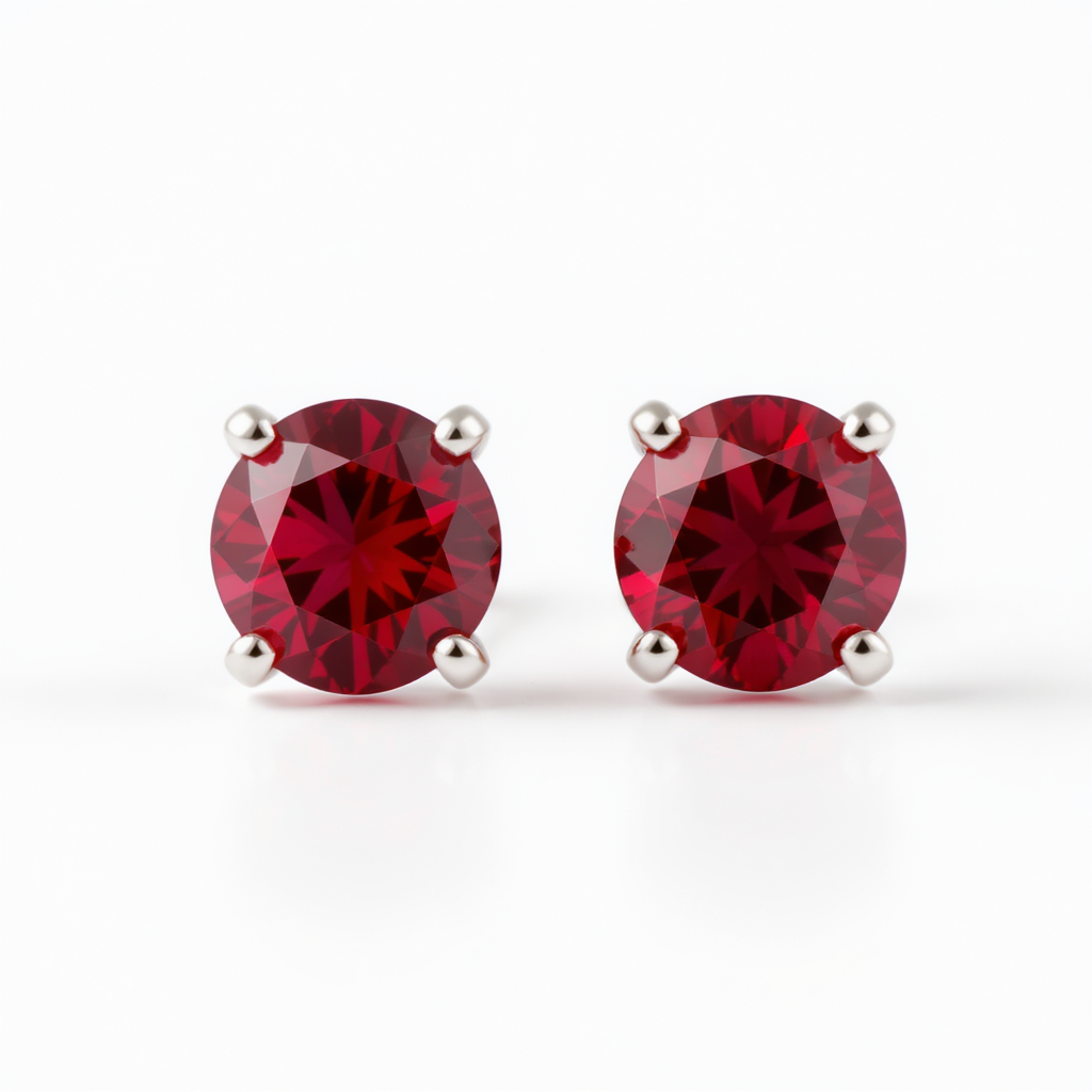 Kriva Ruby Red Solitaire Stud Earrings - Image 3
