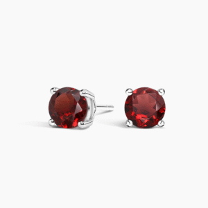 Kriva Ruby Red Solitaire Stud Earrings