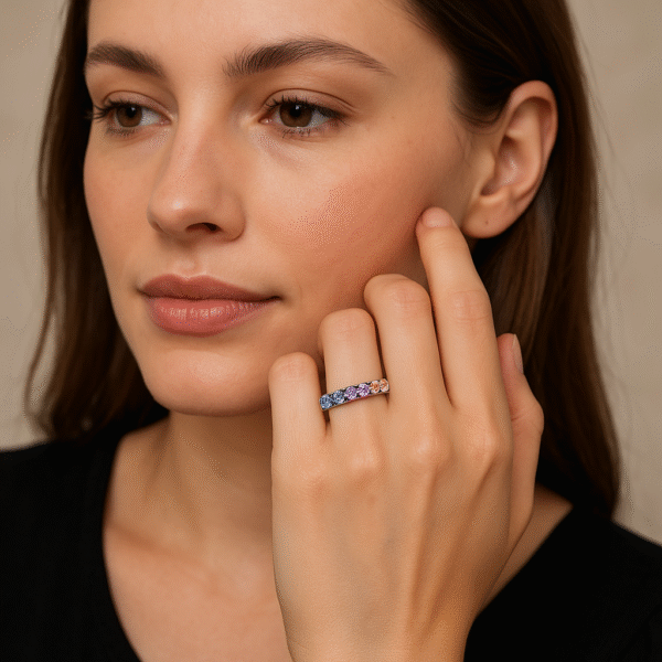 Kriva Rainbow Gemstone Eternity Band - Image 4